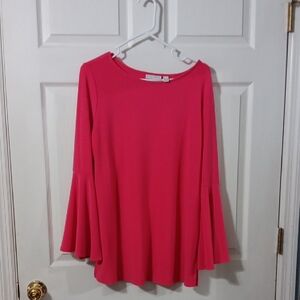 Susan Graver Vibrant Pink Flared Sleeve Blouse